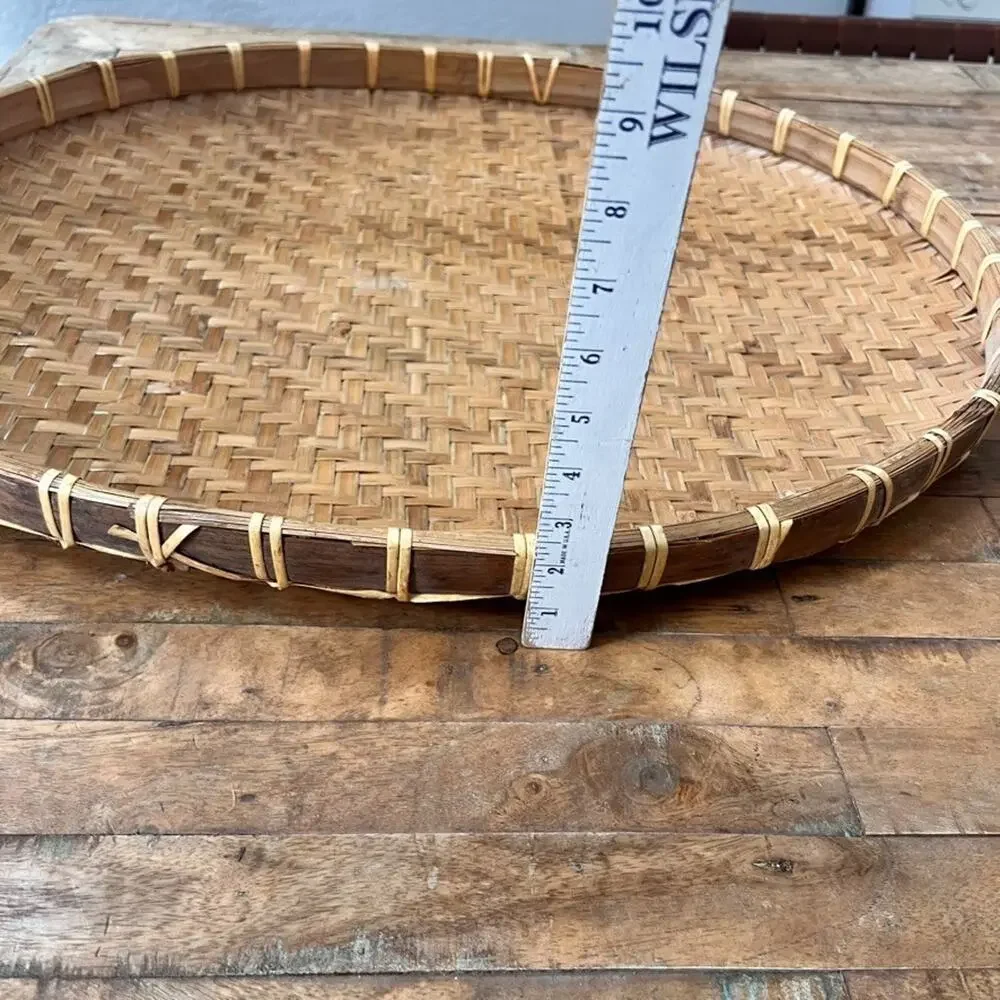 Traditional Handmade Woven Bamboo Rattan Tray Basket 23